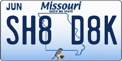MO license plate SH8D8K