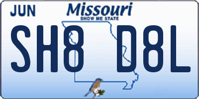 MO license plate SH8D8L