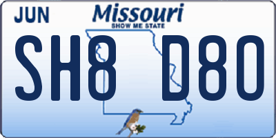 MO license plate SH8D8O