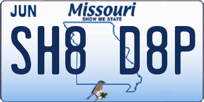 MO license plate SH8D8P