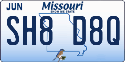 MO license plate SH8D8Q