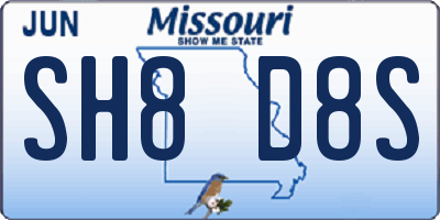 MO license plate SH8D8S