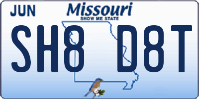 MO license plate SH8D8T