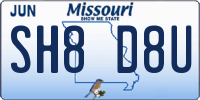 MO license plate SH8D8U