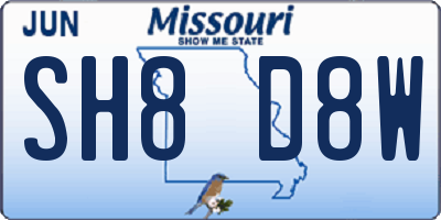 MO license plate SH8D8W