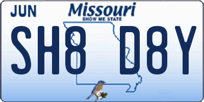 MO license plate SH8D8Y