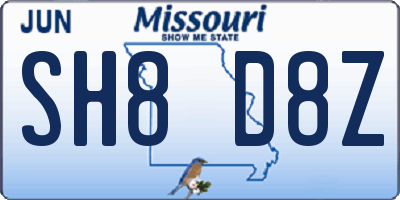 MO license plate SH8D8Z