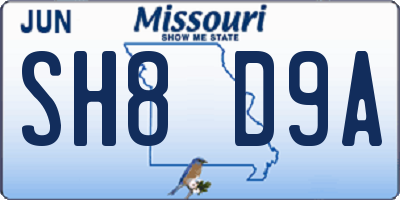 MO license plate SH8D9A