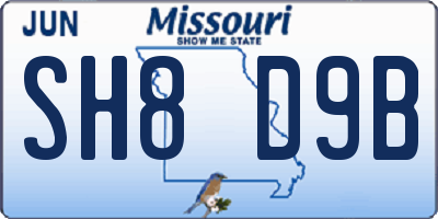 MO license plate SH8D9B