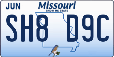 MO license plate SH8D9C