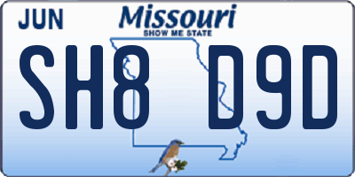MO license plate SH8D9D