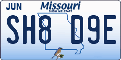 MO license plate SH8D9E