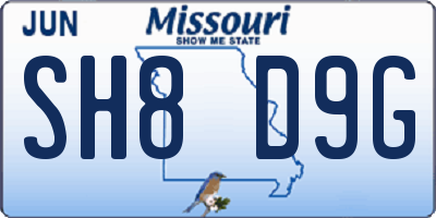 MO license plate SH8D9G