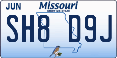 MO license plate SH8D9J
