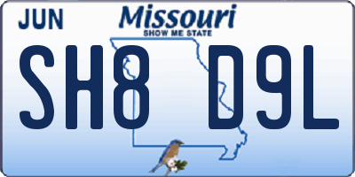 MO license plate SH8D9L