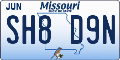 MO license plate SH8D9N