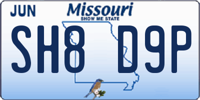 MO license plate SH8D9P