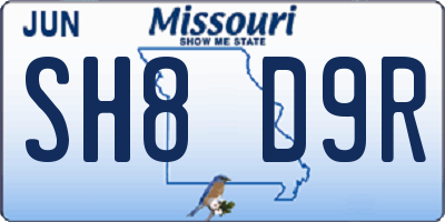 MO license plate SH8D9R