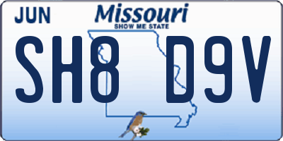 MO license plate SH8D9V