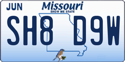 MO license plate SH8D9W