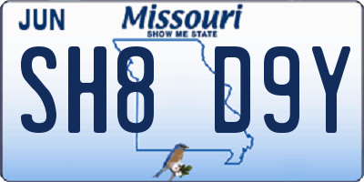 MO license plate SH8D9Y