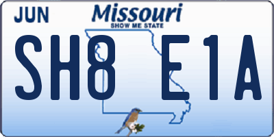 MO license plate SH8E1A