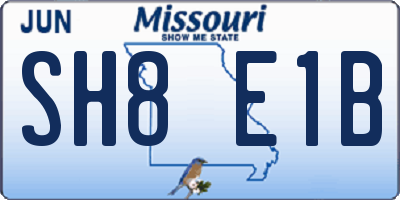MO license plate SH8E1B