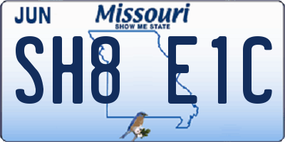 MO license plate SH8E1C