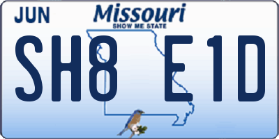 MO license plate SH8E1D