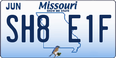 MO license plate SH8E1F