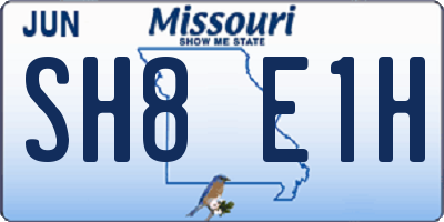 MO license plate SH8E1H