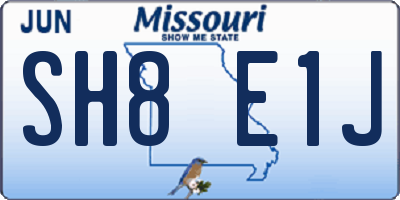 MO license plate SH8E1J