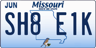 MO license plate SH8E1K