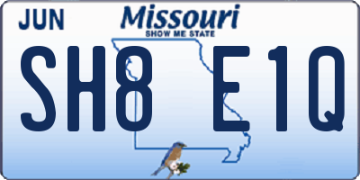 MO license plate SH8E1Q