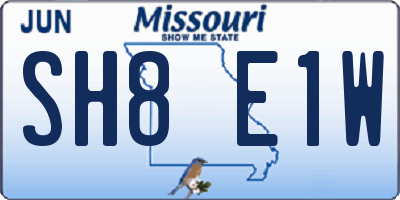 MO license plate SH8E1W