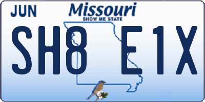 MO license plate SH8E1X