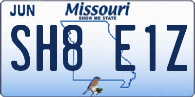 MO license plate SH8E1Z