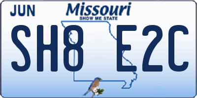 MO license plate SH8E2C