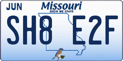 MO license plate SH8E2F