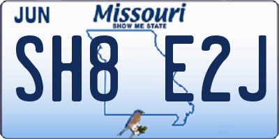 MO license plate SH8E2J