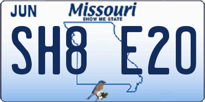 MO license plate SH8E2O