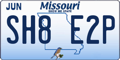 MO license plate SH8E2P