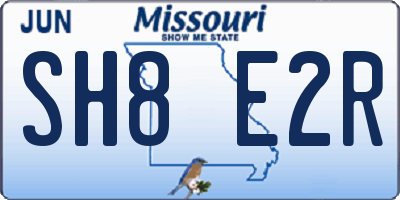 MO license plate SH8E2R