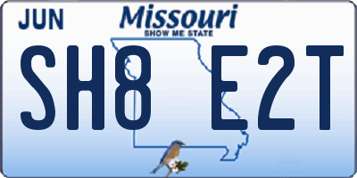 MO license plate SH8E2T