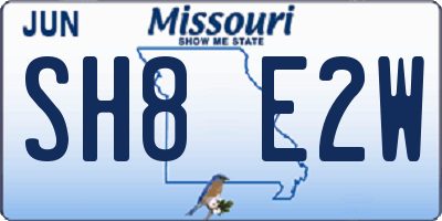MO license plate SH8E2W