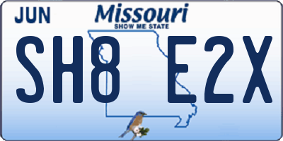 MO license plate SH8E2X
