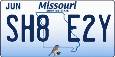 MO license plate SH8E2Y