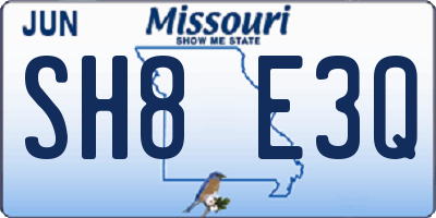 MO license plate SH8E3Q