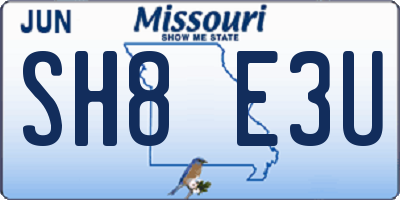 MO license plate SH8E3U