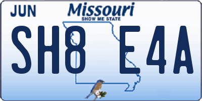 MO license plate SH8E4A